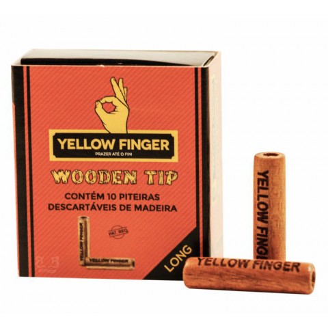 Piteira de Madeira Yellow Finger Long - Caixa com 10
